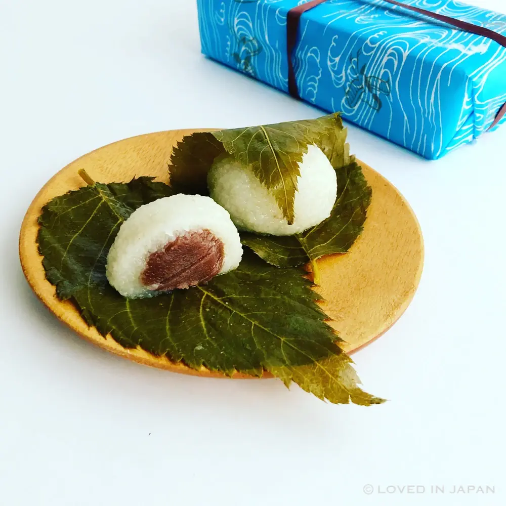 Cross-section of sakura mochi